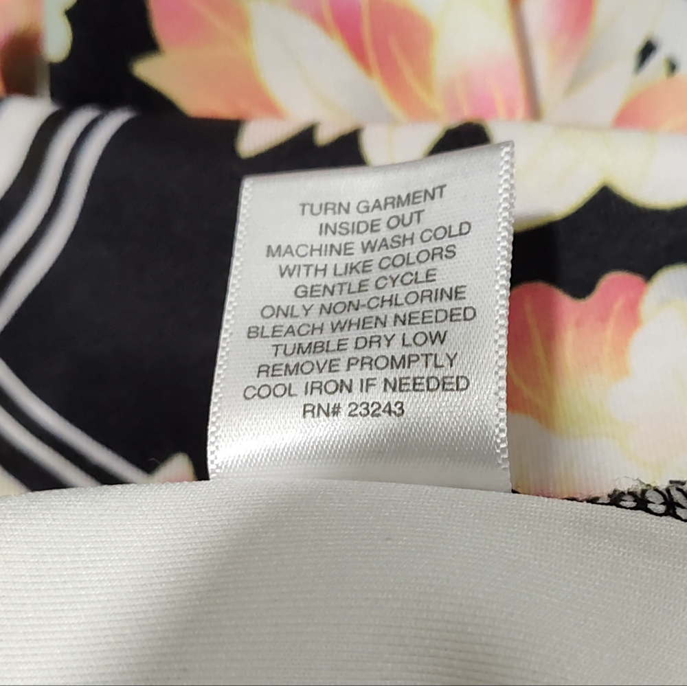 Women's New York & Company Stretch Floral Lined Dress Size S, Black White Pink - Picture 7 of 7